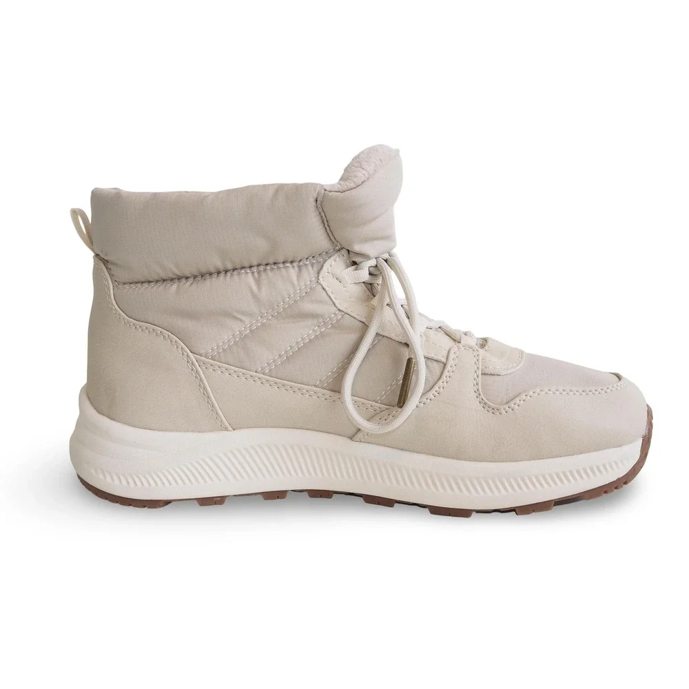 Eddie Bauer Balasana Womens 8M Winter Snow Boots Quilted Faux Fur Lined Beige
